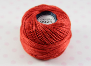 Пряжа Ирис 100% хлопок 10г 82м №0024 т.красный