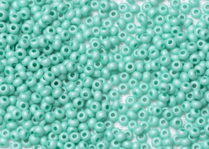 Бисер Чехия круглый 10/0 50г 16658m светлый бирюзово-зеленый окрашенный мел терра матовый блестящий матовый