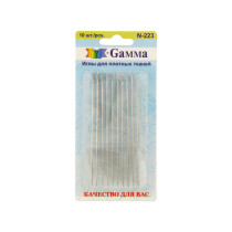 Иглы для шитья ручные " Gamma" N- 223 для плотных тканей 10 шт. в блистере . 